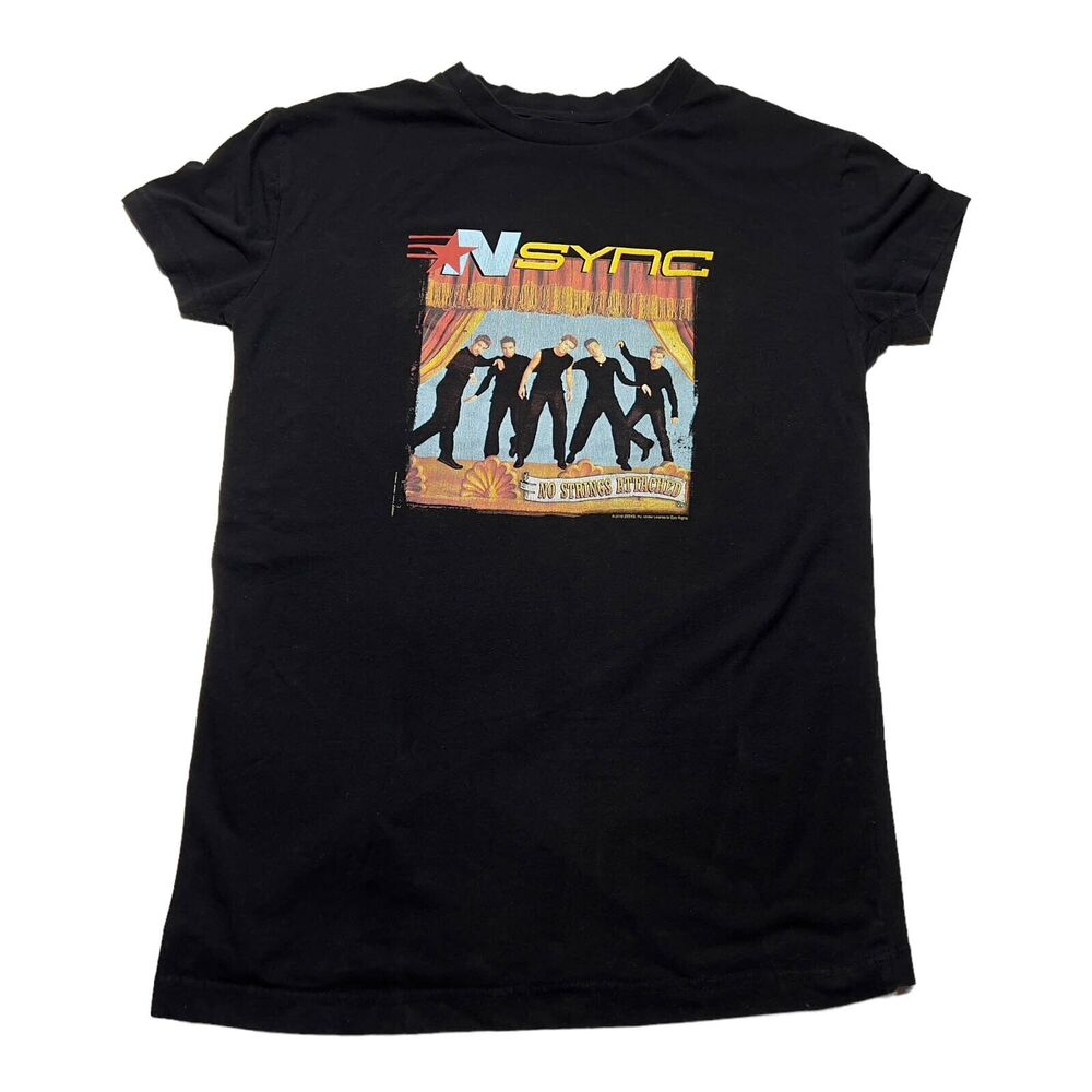 NSYNC No Strings No Words Black Timberlake 90s Puppets Boy Band Adult T-Shirt M